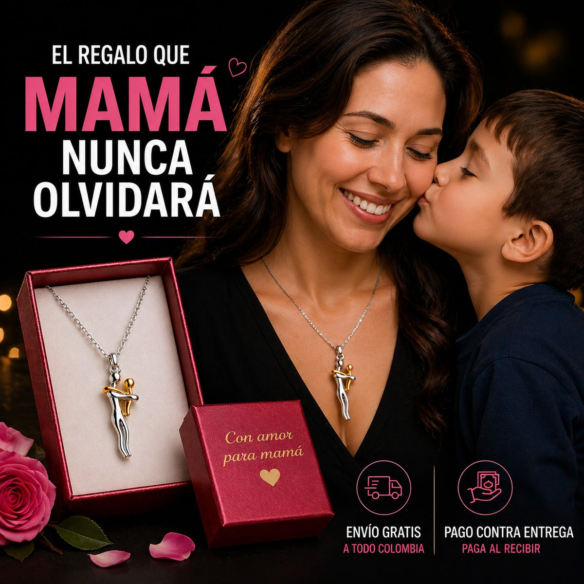 Collar Mamá e Hijo Abrazo Amor Infinito